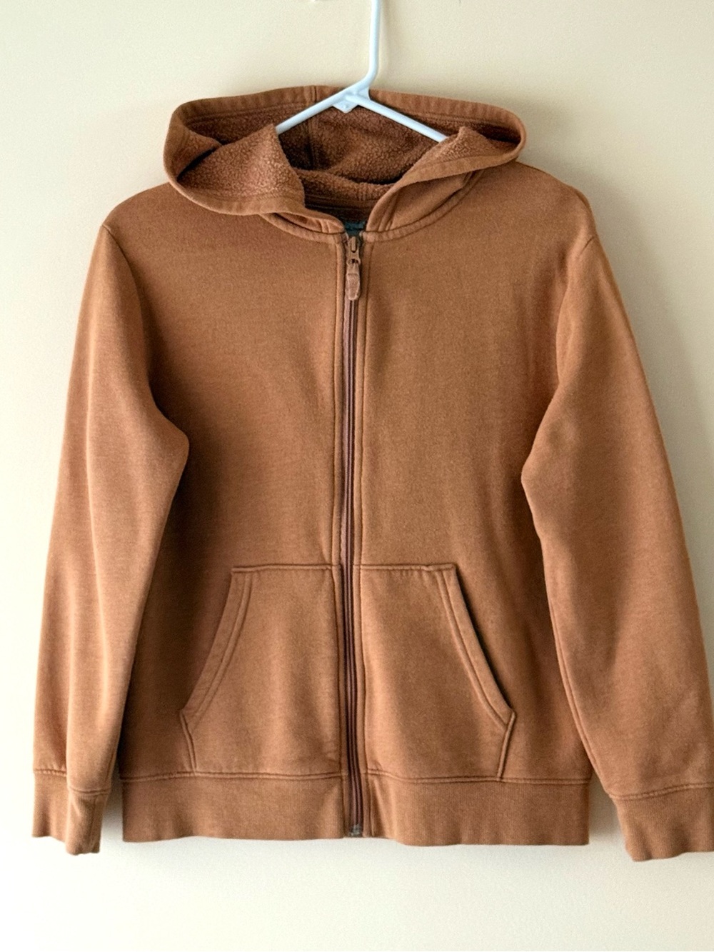 Cat&Jack Boys Zip-Up Fleece Sweatshirt Hoodie - Caramel Brown, Size L(10-12)
